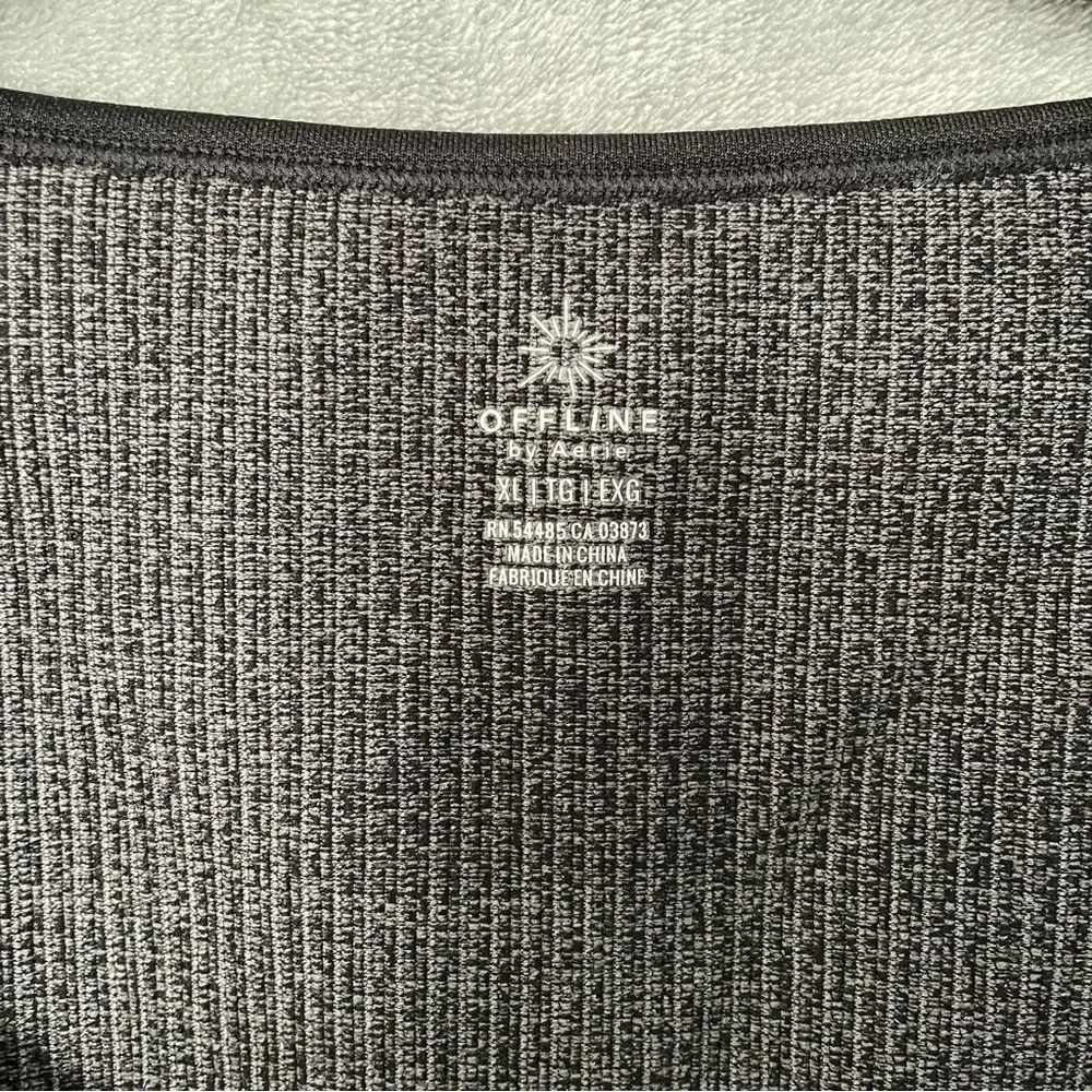 Offline By Aerie Black Fitted Ribbed Cropped Top Athleisure Size XL